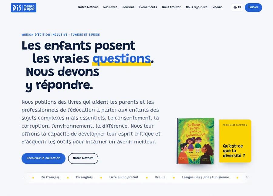 La page d’accueil de dismamandispapa.com