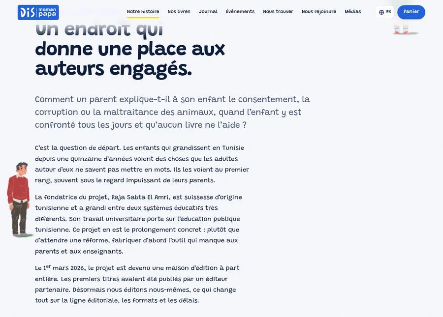 La page qui raconte l’histoire de la maison