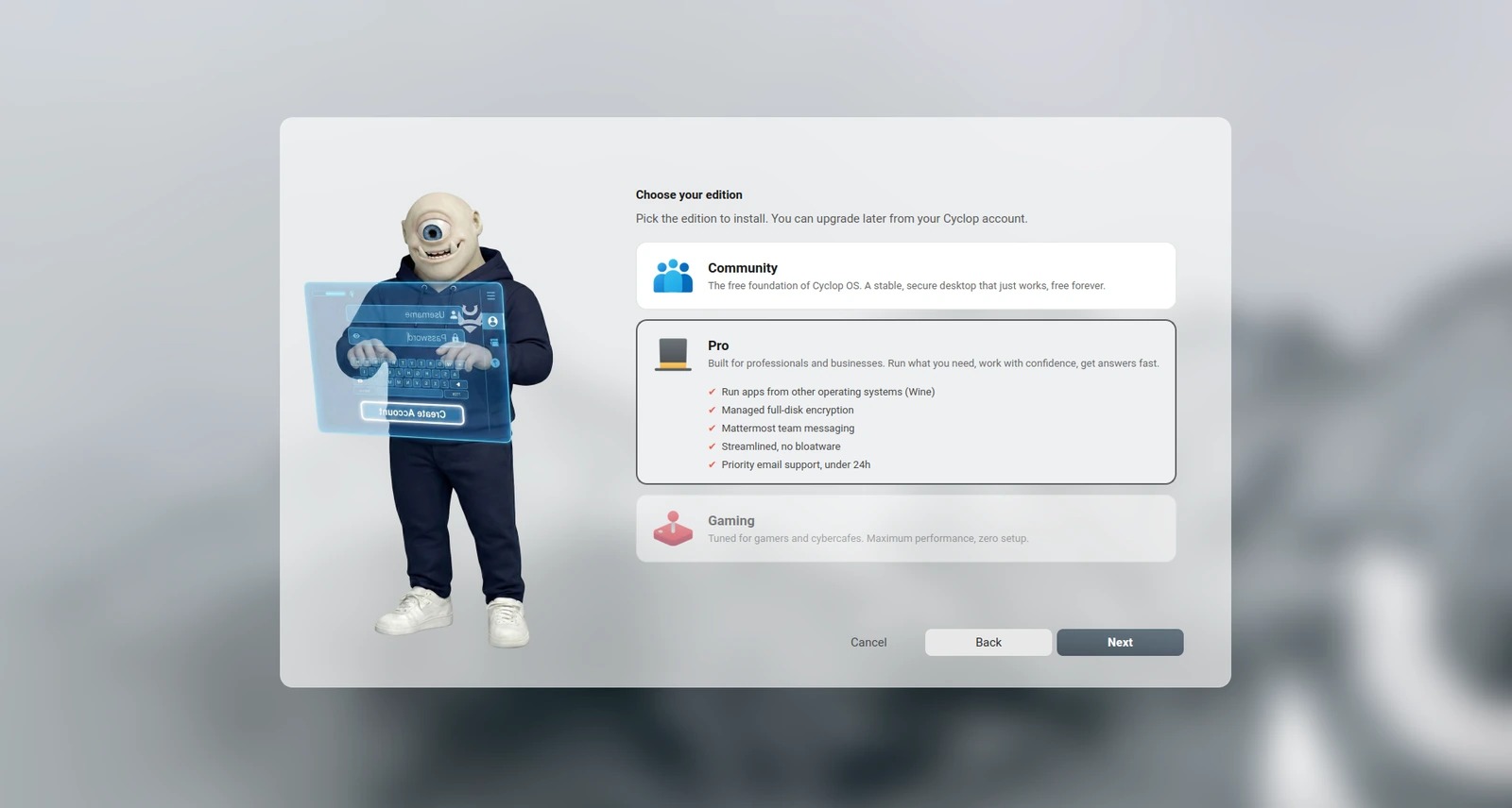 Choix de l'édition à installer
