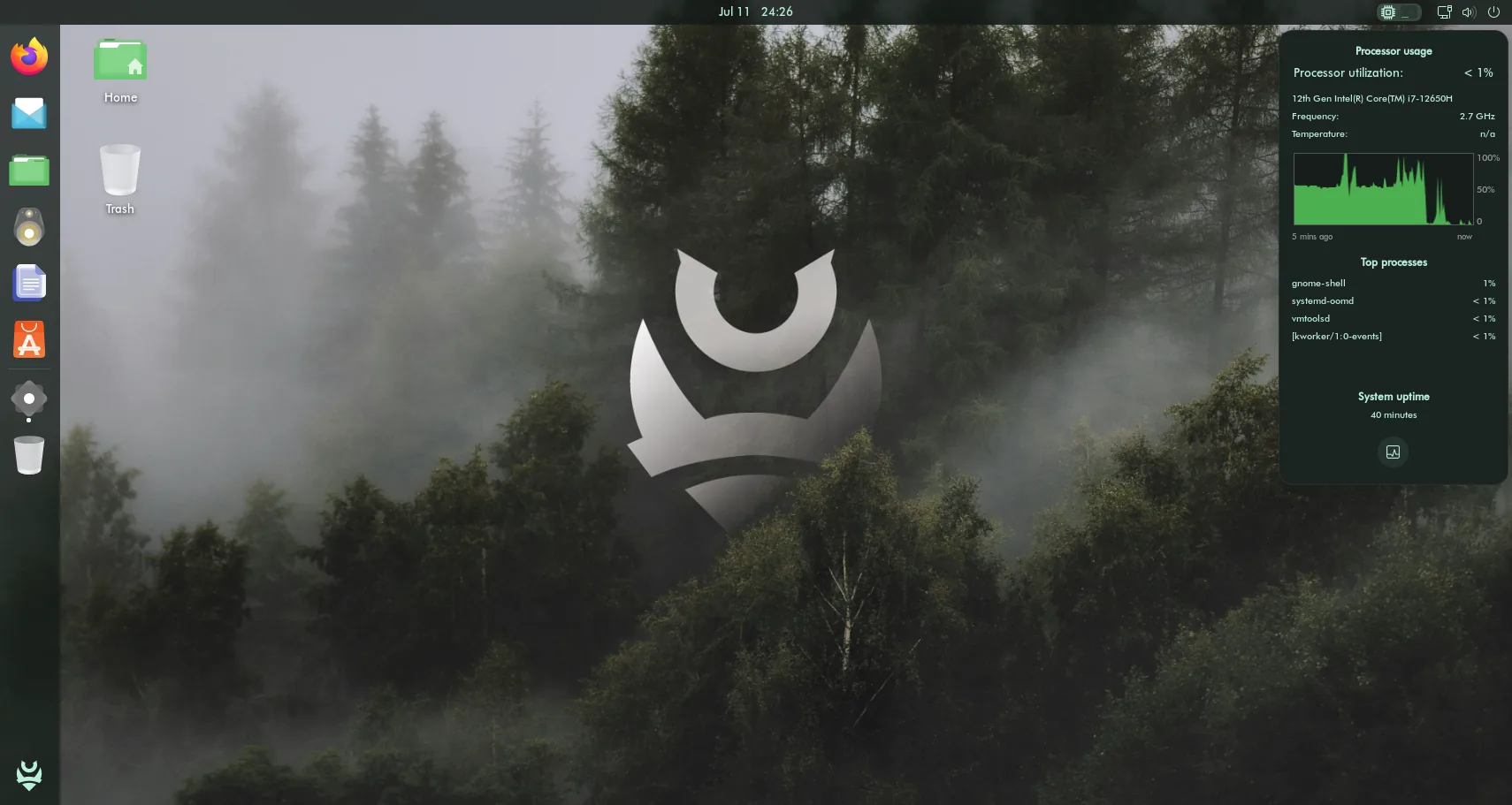 Cyclop OS desktop in dark mode